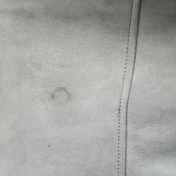 Primark Jacket Womens 12 Light Gray Faux Suede Moto Belted - Picture 5 of 7